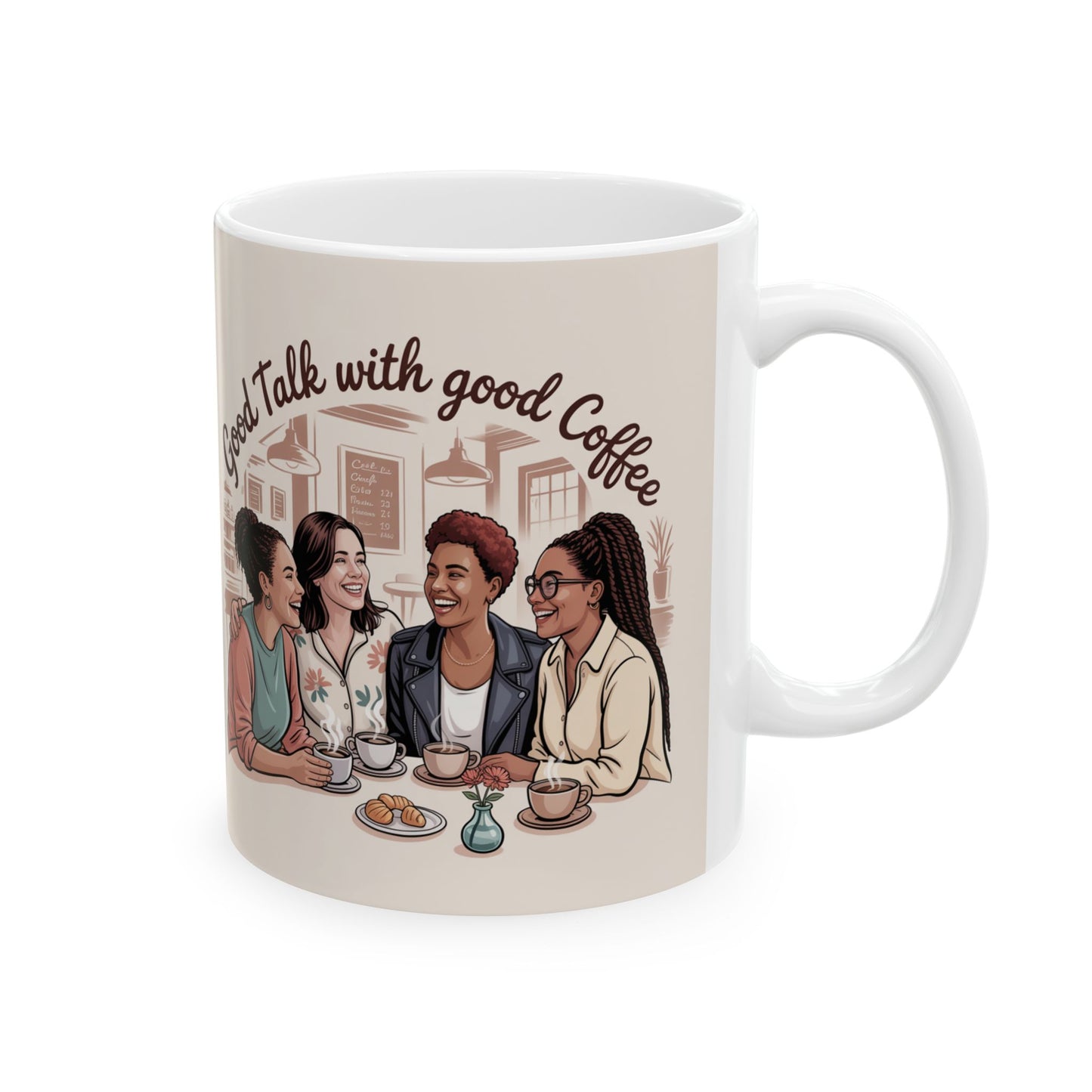 Friends & Coffee Ceramic Mug - Perfect for Conversations
