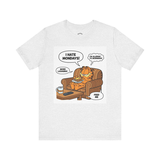 Garfield-Inspired Unisex Tee: I Hate Mondays, Perfect Gift for Cat Lovers, Fun Casual Wear, Humor Tee, Lazy Sunday Shirt, Gift for Him/Her