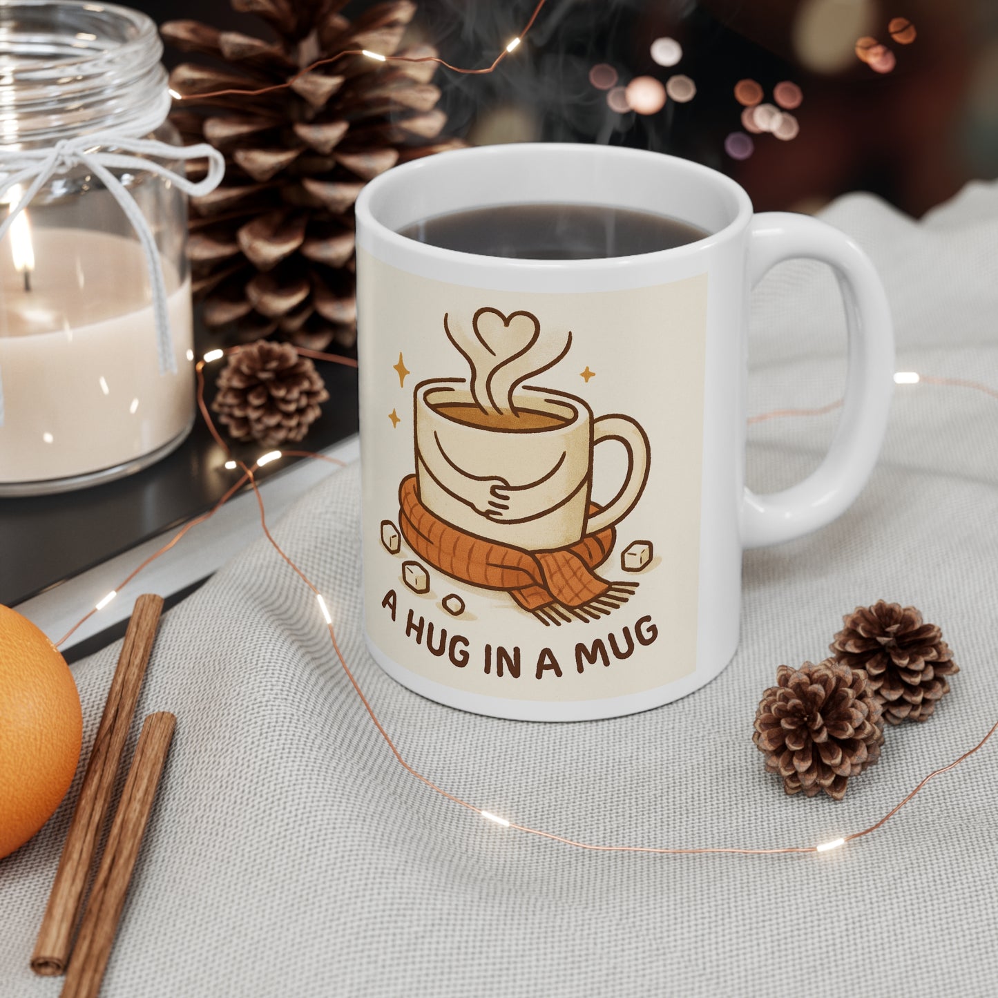 A Hug in a Mug Coffee Mug — Cute Cozy Ceramic Cup (11oz & 15oz)