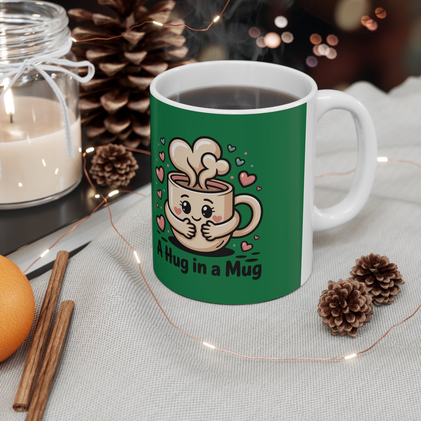 Good Morning Couple Coffee Mug — Cute 'A Hug in a Mug' Ceramic Cup (11oz/15oz)