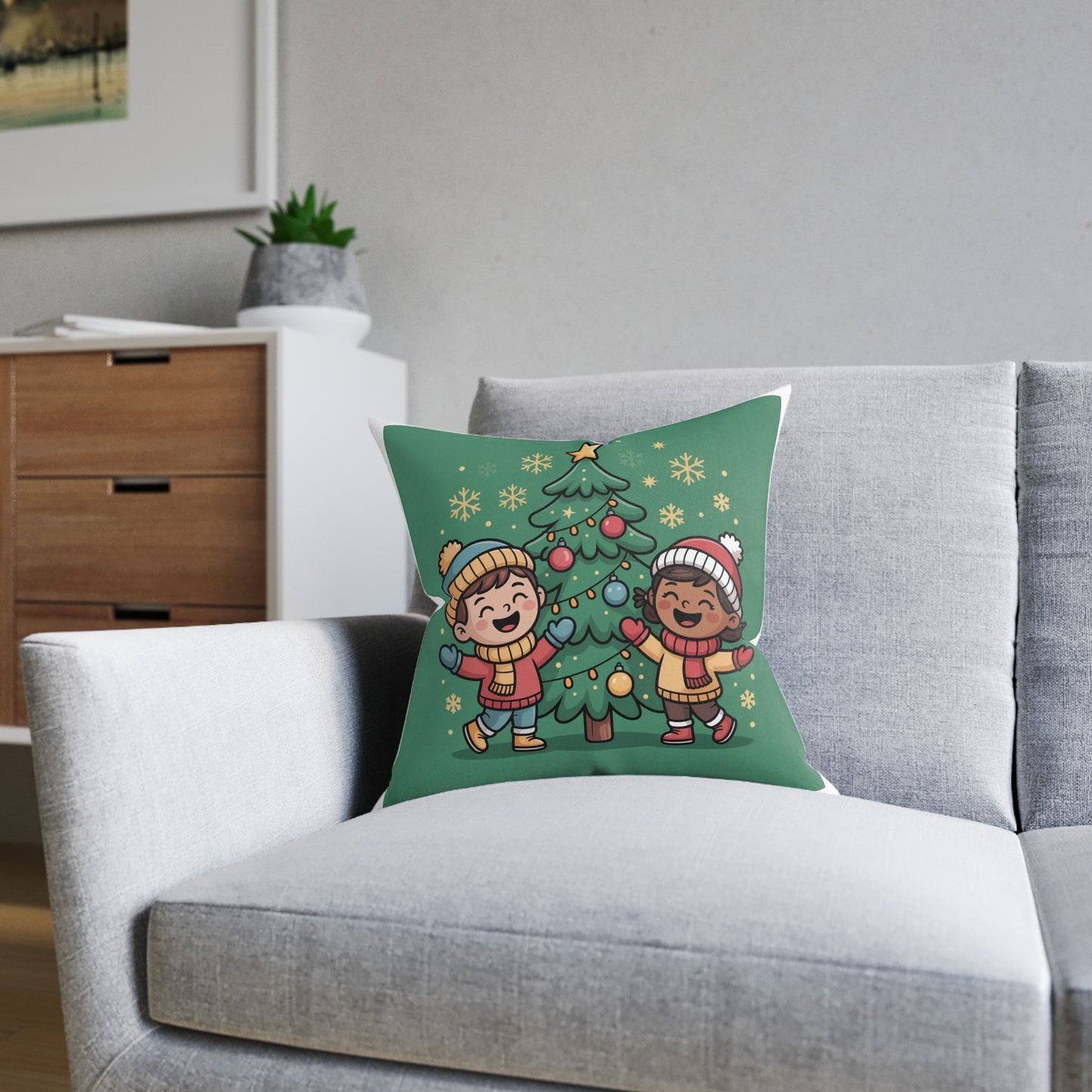 Christmas Cheer Square Pillow for Kids