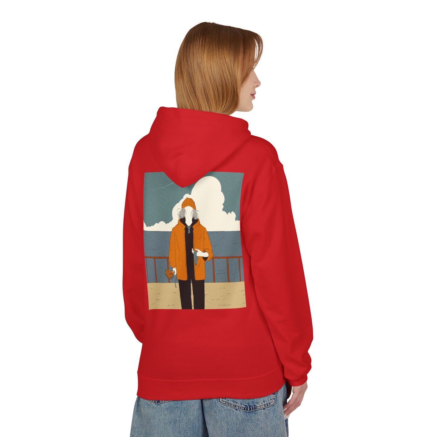 Cozy Unisex Fleece Hoodie with Nature Wreath Design