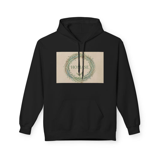 Cozy Unisex Fleece Hoodie with Nature Wreath Design