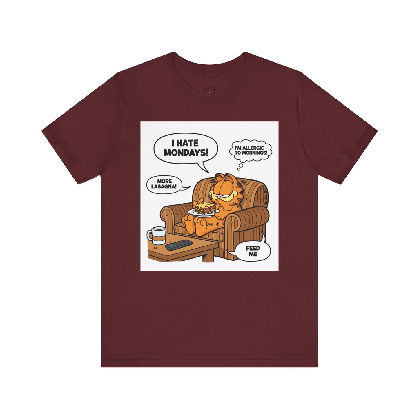 Garfield-Inspired Unisex Tee: I Hate Mondays, Perfect Gift for Cat Lovers, Fun Casual Wear, Humor Tee, Lazy Sunday Shirt, Gift for Him/Her