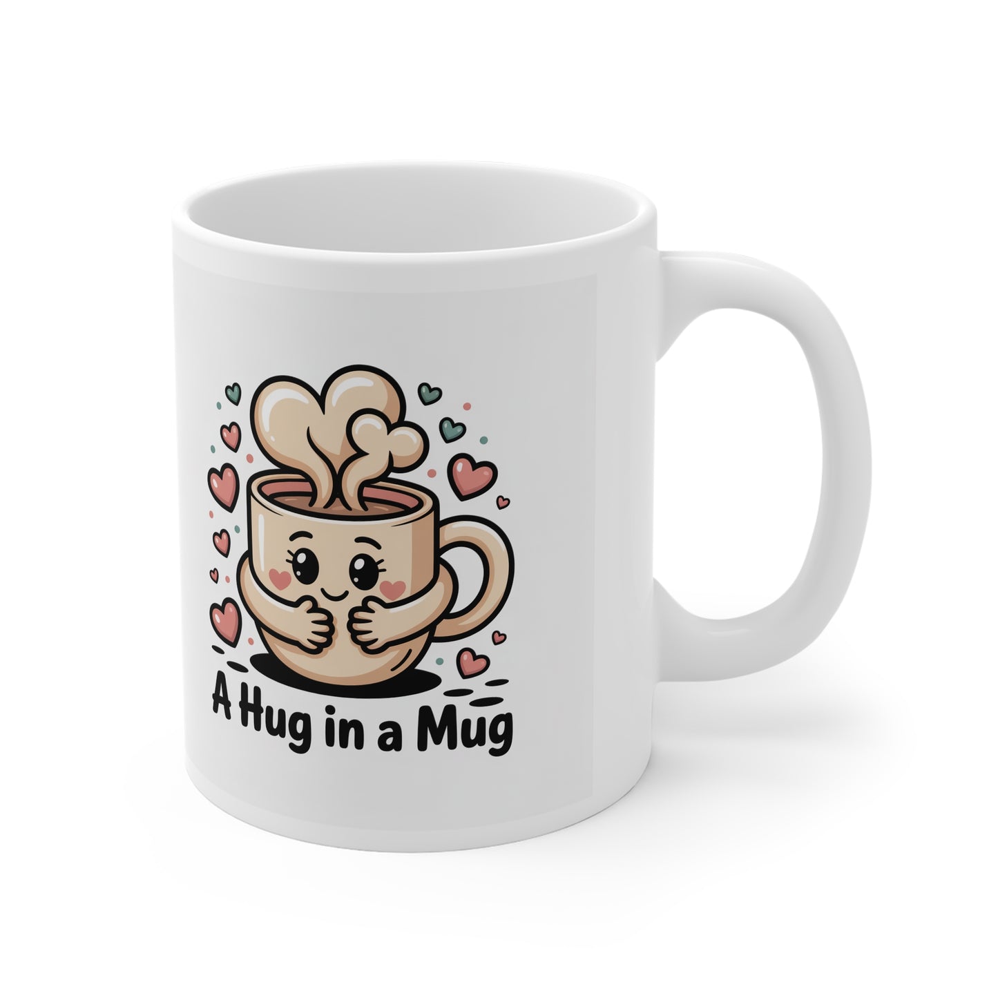 Personalized Name Mug — 'Mylene' Floral Monogram & 'A Hug in a Mug' Cute Coffee Cup