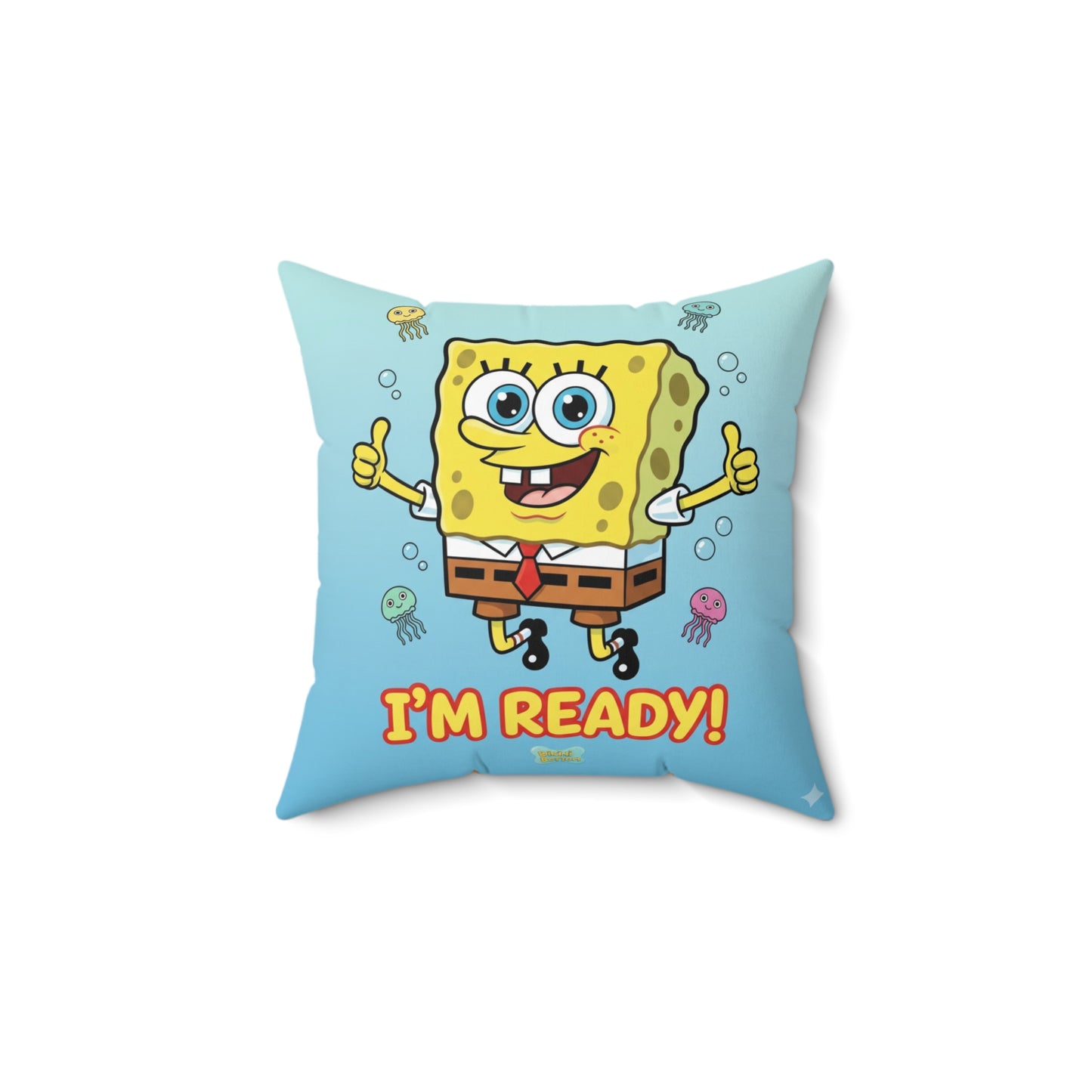 SpongeBob Square Pillow - "I'm Ready!" Fun Decorative Cushion
