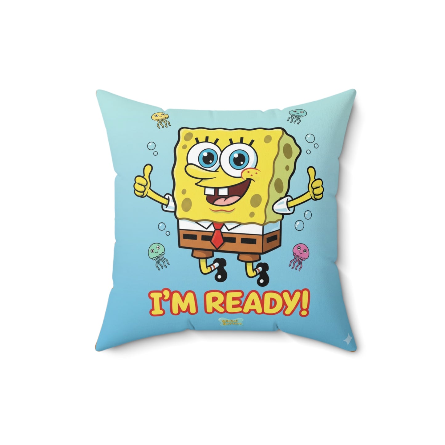SpongeBob Square Pillow - "I'm Ready!" Fun Decorative Cushion