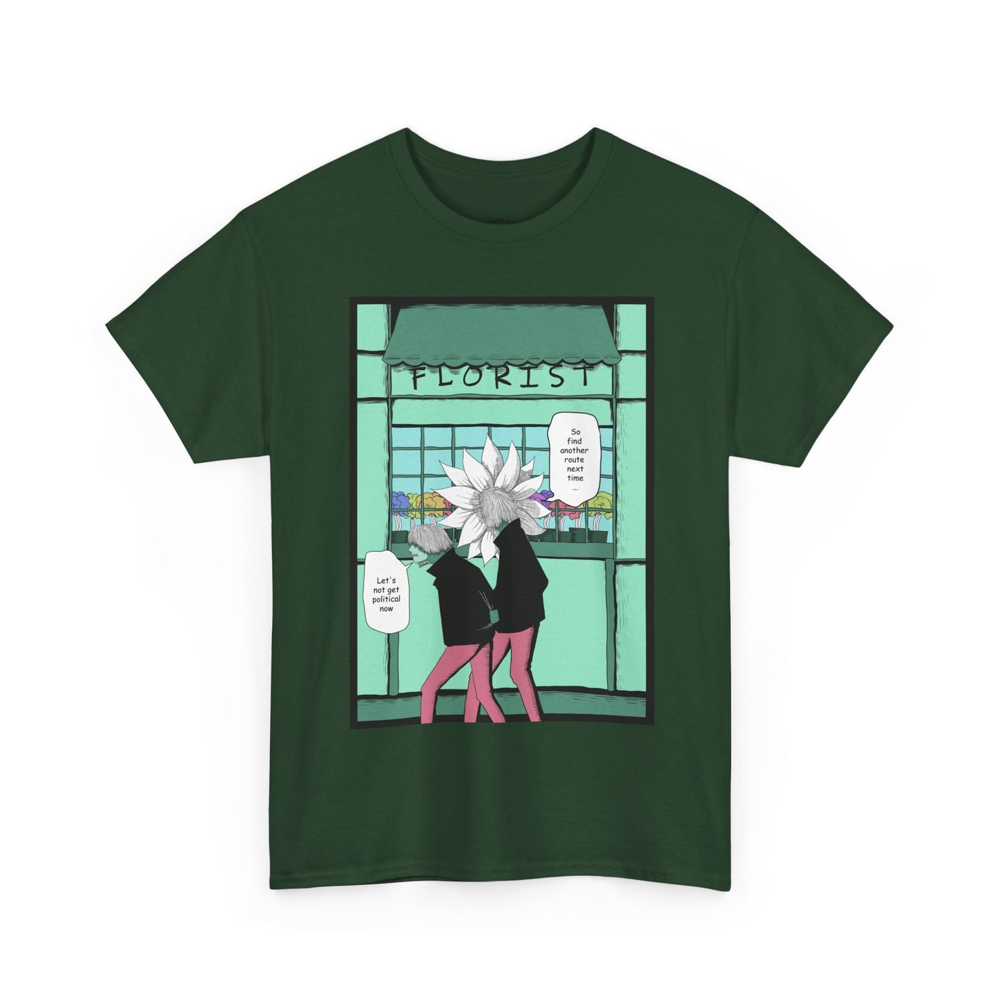 Floral Heads Comic Tee – 'Florist' Graphic T-Shirt