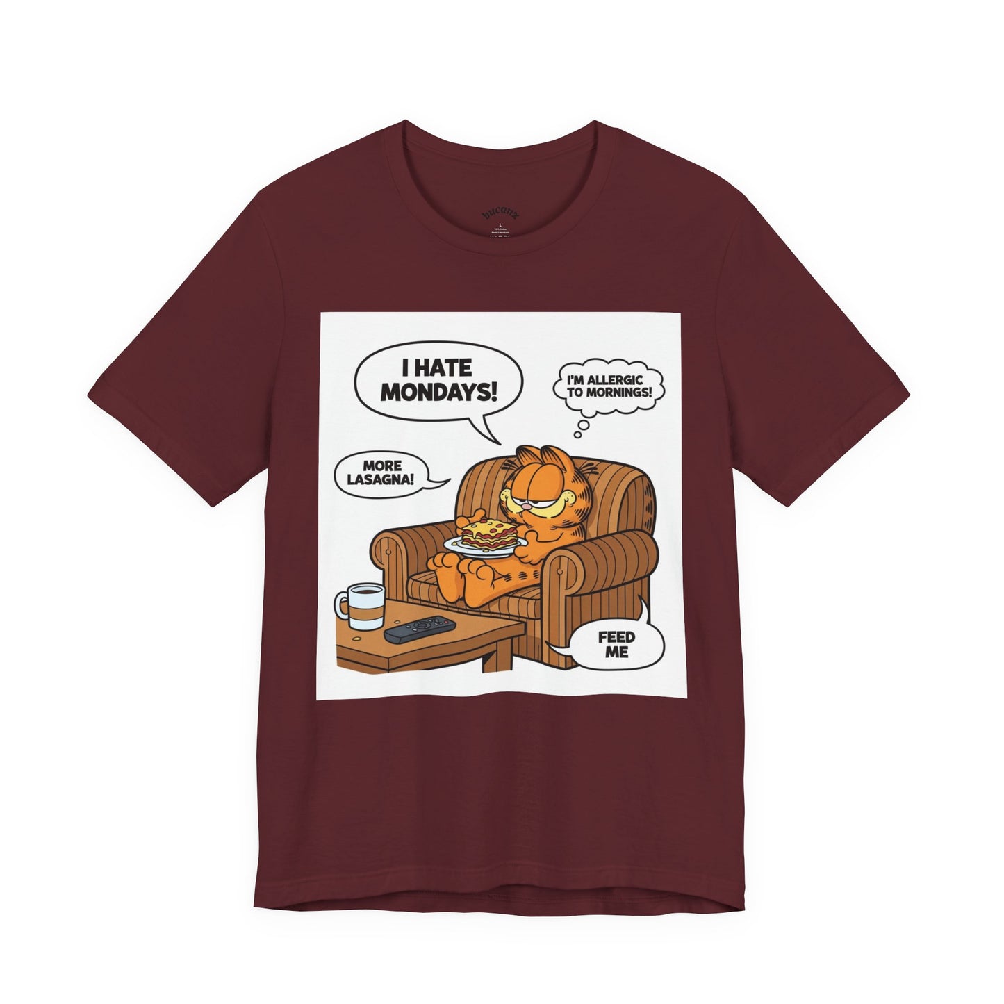 Garfield-Inspired Unisex Tee: I Hate Mondays, Perfect Gift for Cat Lovers, Fun Casual Wear, Humor Tee, Lazy Sunday Shirt, Gift for Him/Her