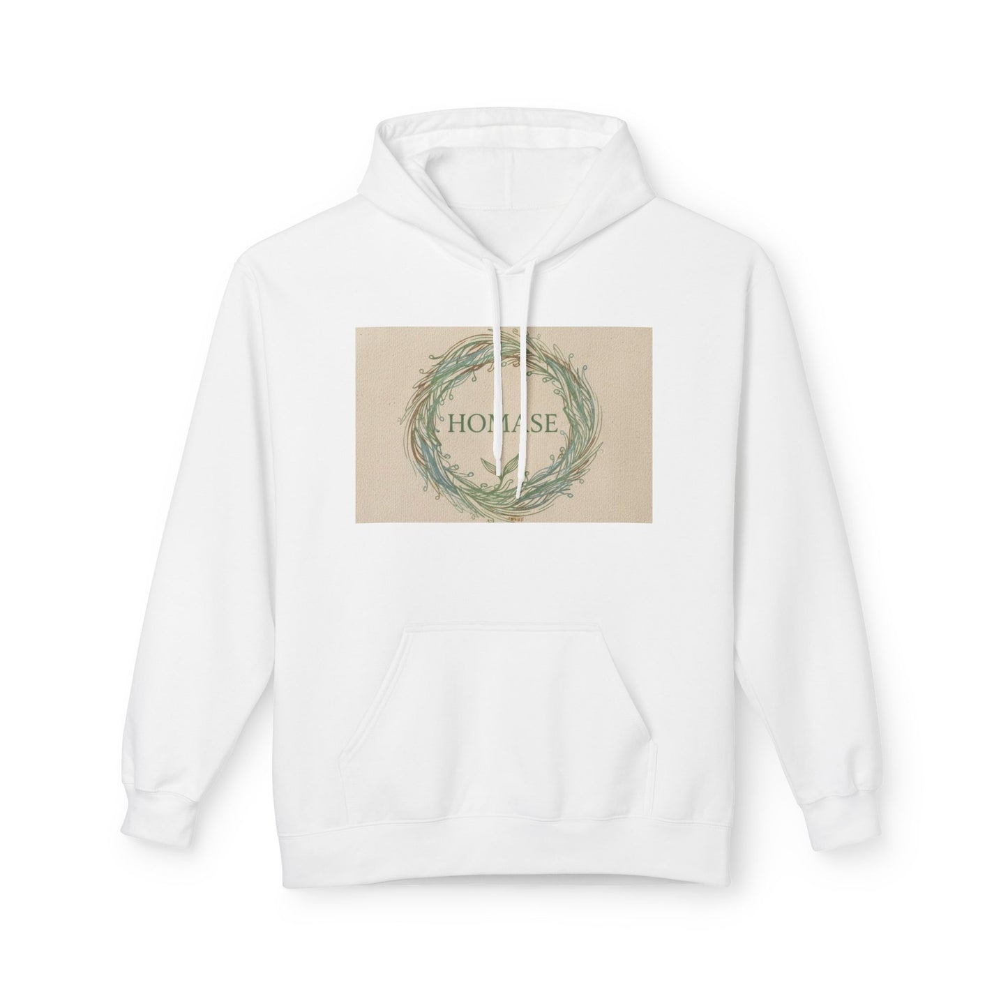 Cozy Unisex Fleece Hoodie with Nature Wreath Design