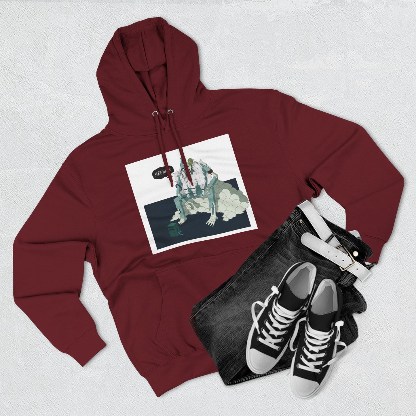 Artistic Fleece Hoodie with 'Homase' Design - Cozy Casual Wear