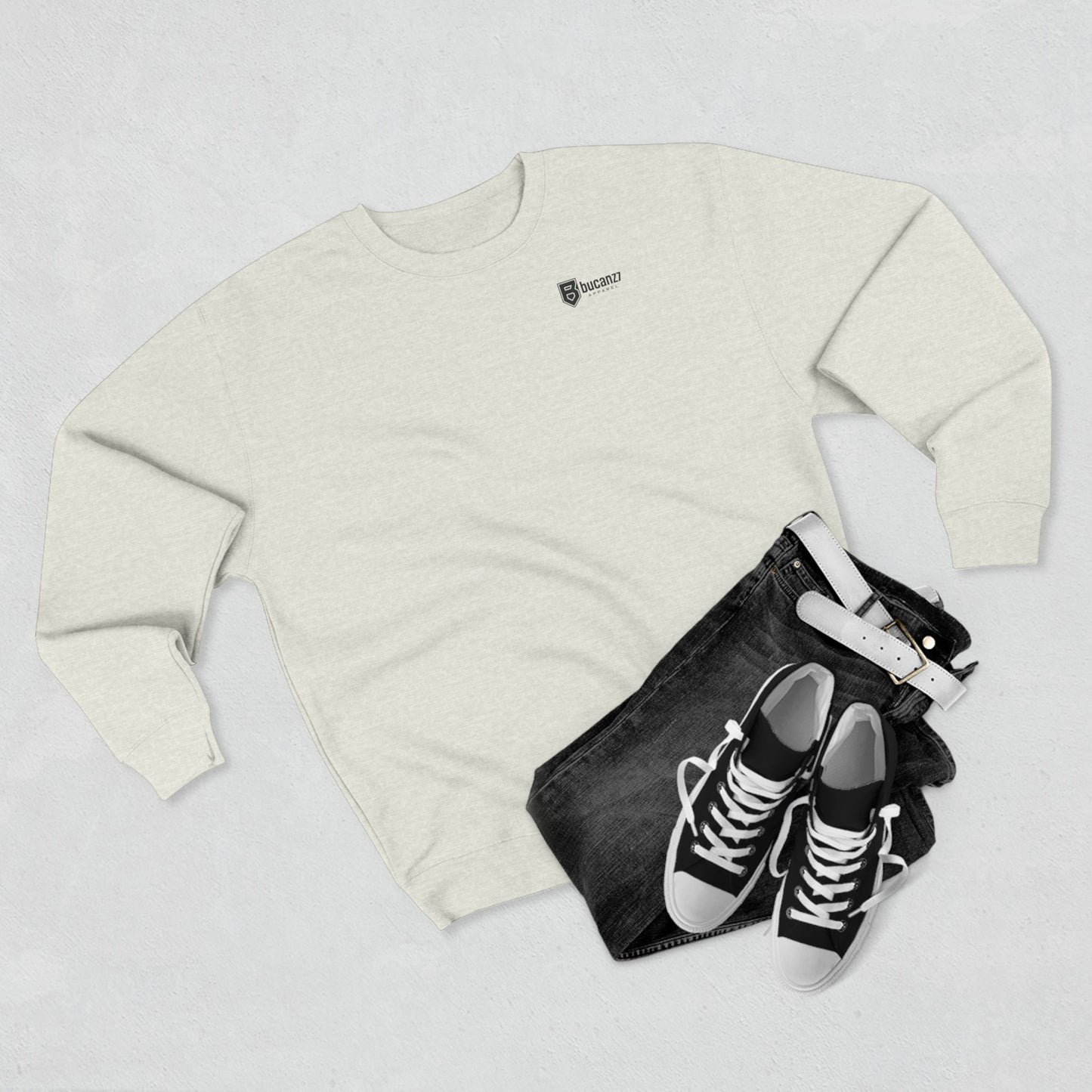 Never Back Down Crewneck Sweatshirt — Lion Emblem Motivational Pullover