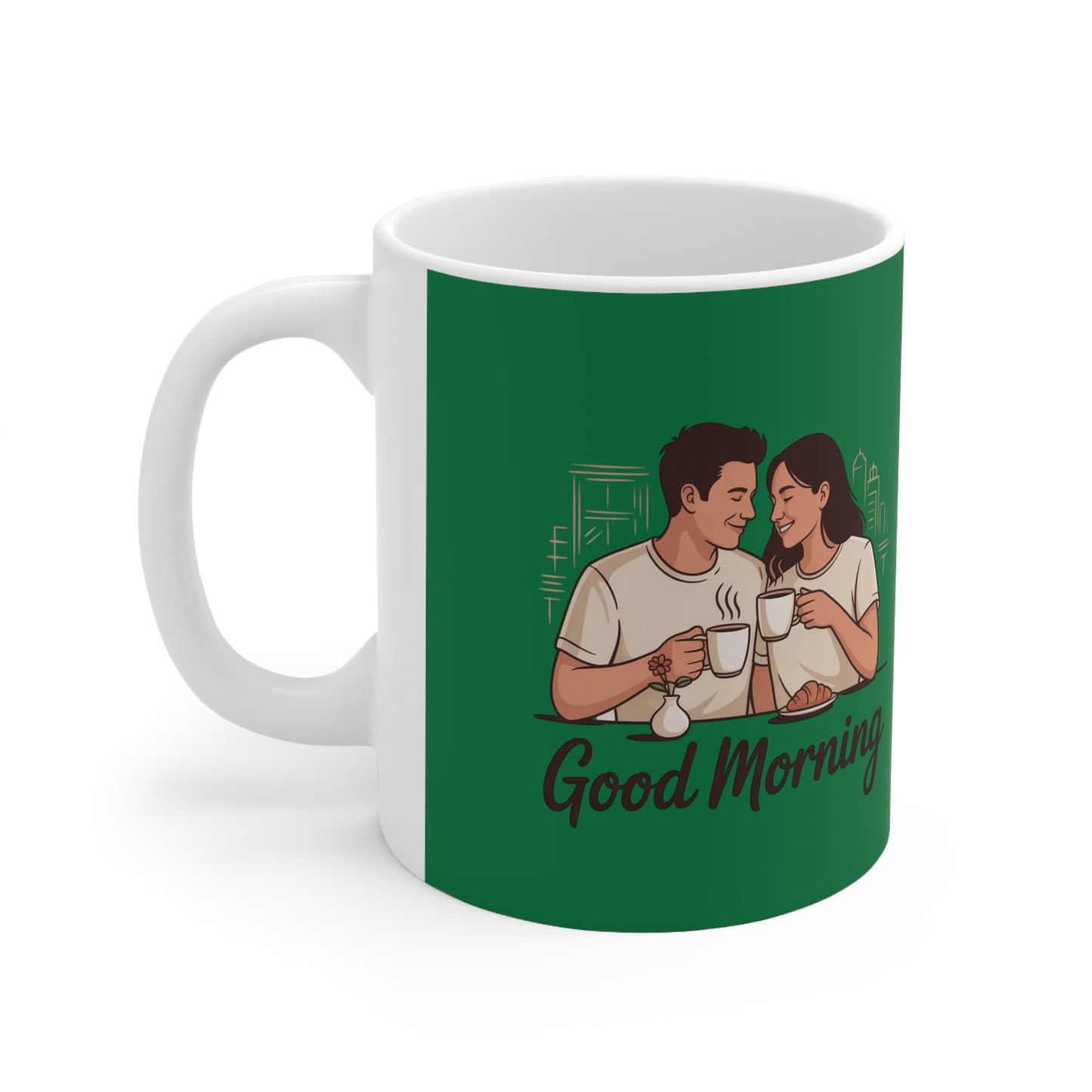 Good Morning Couple Coffee Mug — Cute 'A Hug in a Mug' Ceramic Cup (11oz/15oz)