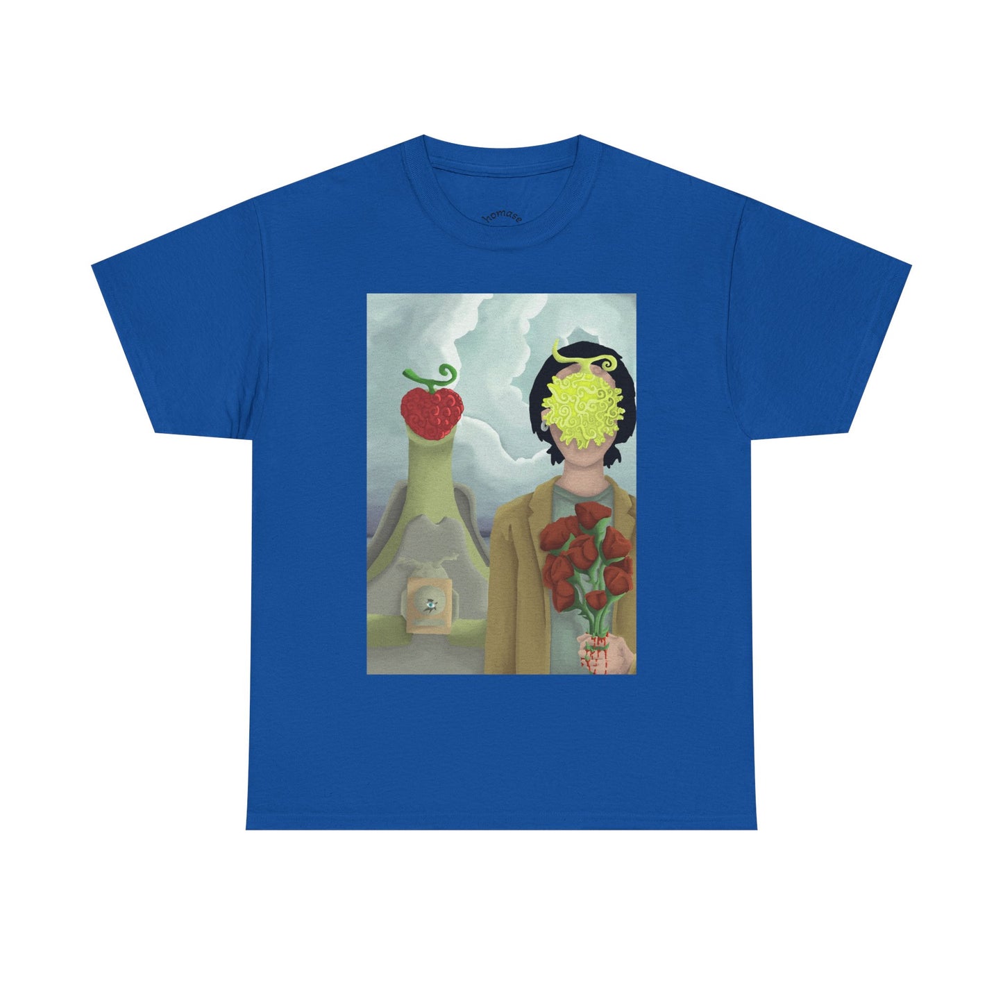 Surreal Floral Portrait T-Shirt — Artistic Apple & Flower Graphic Tee
