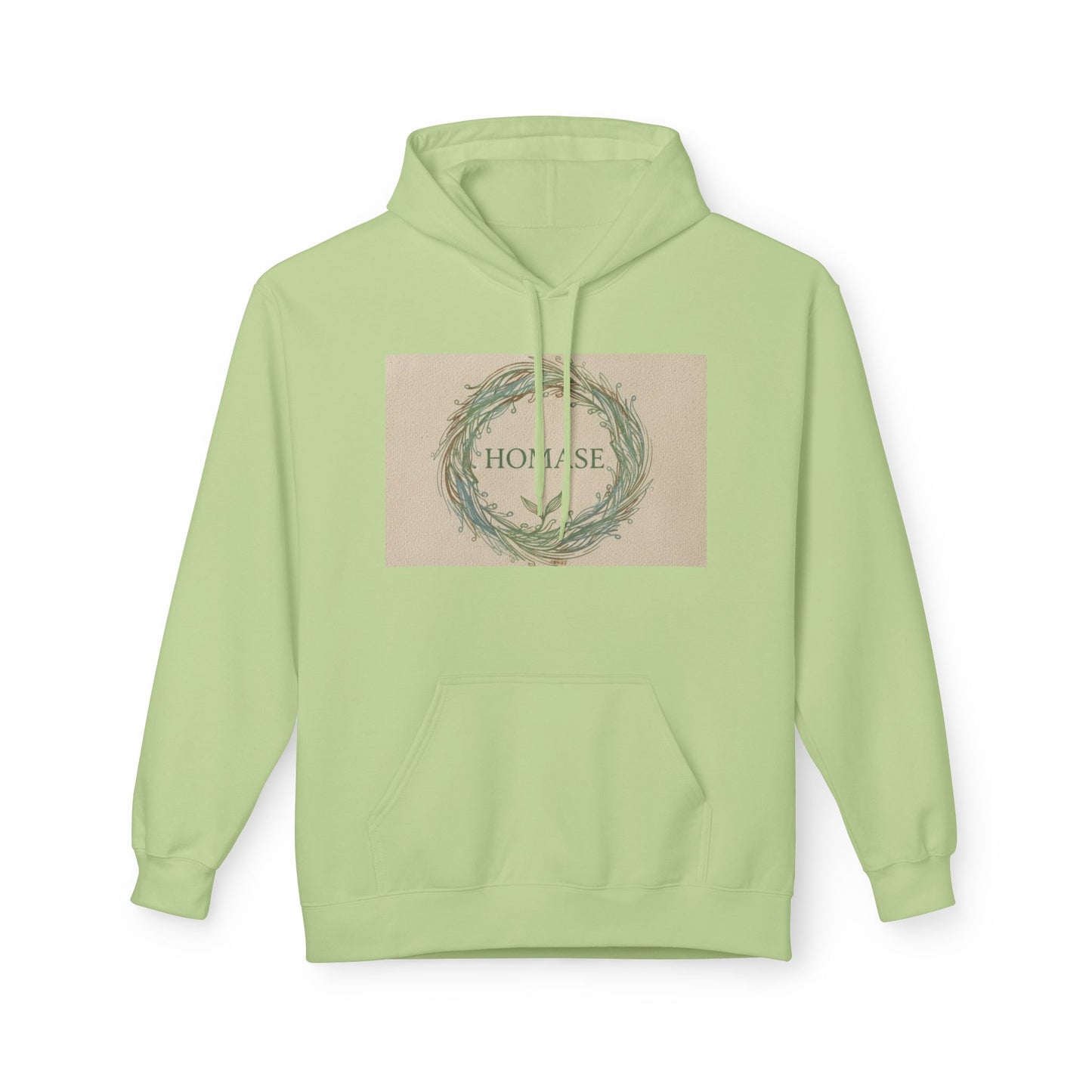 Cozy Unisex Fleece Hoodie with Nature Wreath Design