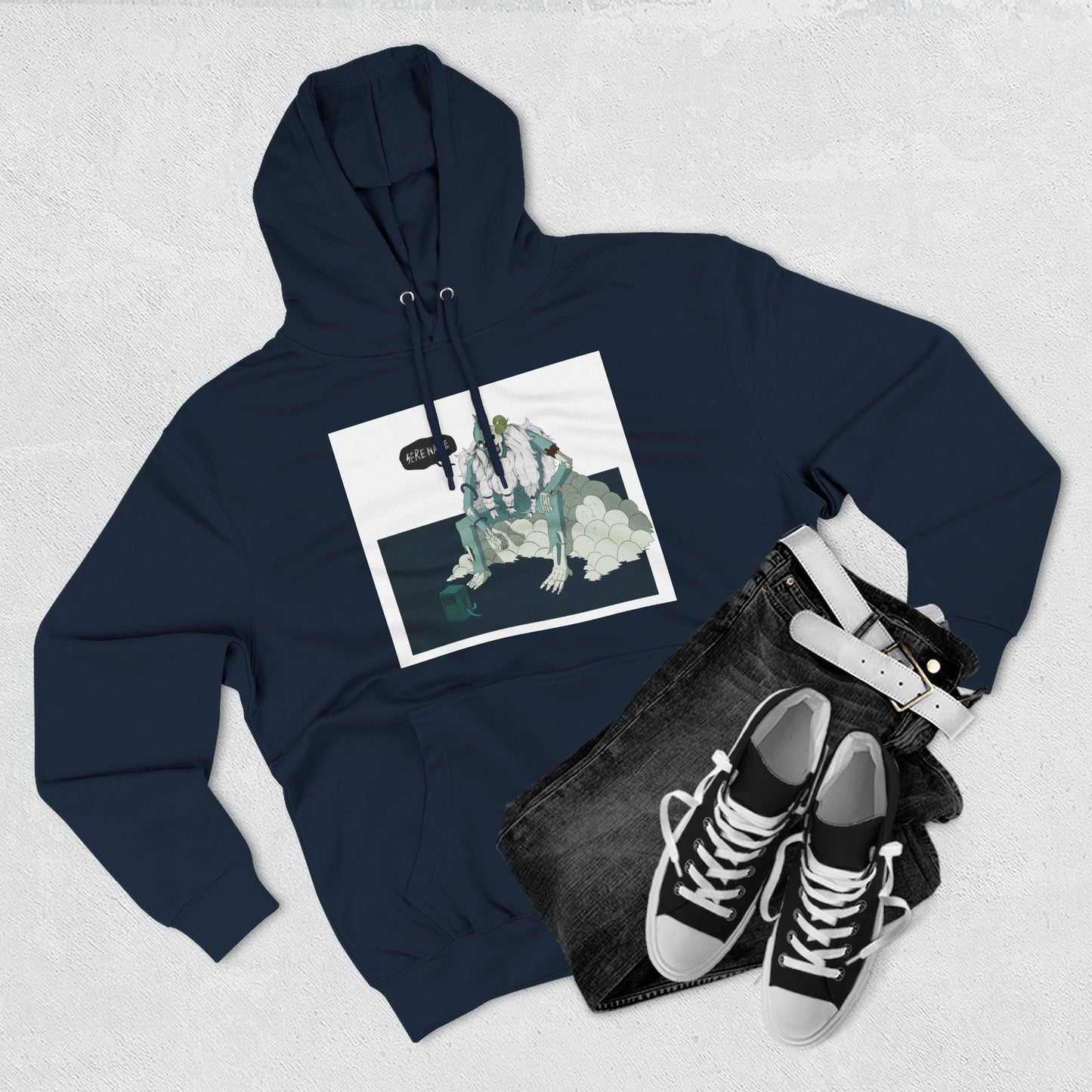 Artistic Fleece Hoodie with 'Homase' Design - Cozy Casual Wear