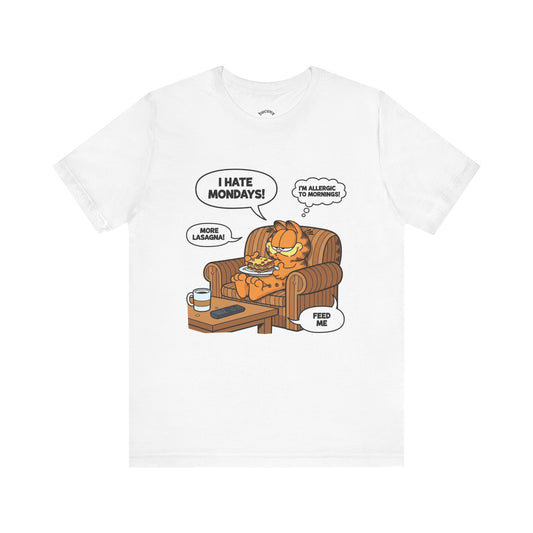 Garfield-Inspired Unisex Tee: I Hate Mondays, Perfect Gift for Cat Lovers, Fun Casual Wear, Humor Tee, Lazy Sunday Shirt, Gift for Him/Her