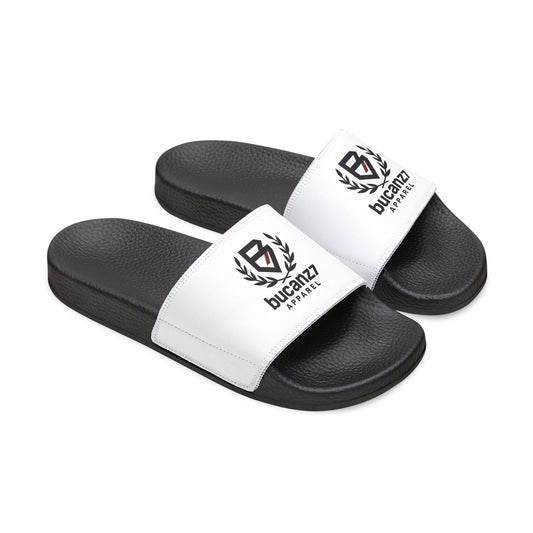 Women's Removable-Strap Slide Sandals — Adjustable White Leather Strap, Lightweight Comfort Slides