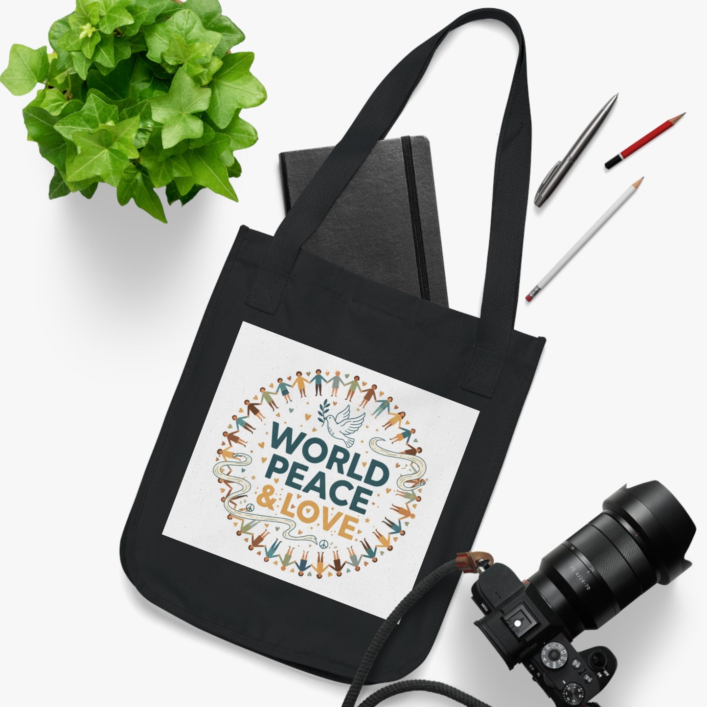 World Peace & Love Organic Canvas Tote Bag