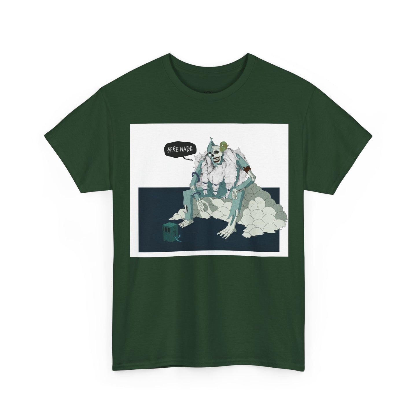 T-Shirt — Surreal Frog Monster Illustration with ‘Why Not?’ Speech Bubble