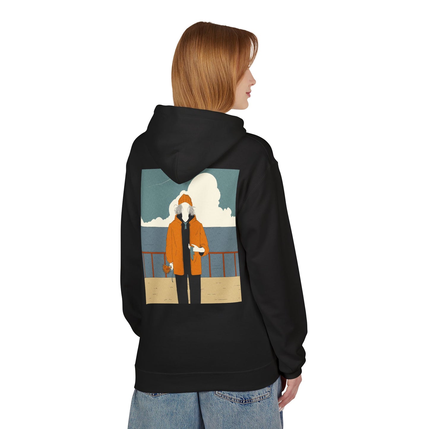 Cozy Unisex Fleece Hoodie with Nature Wreath Design