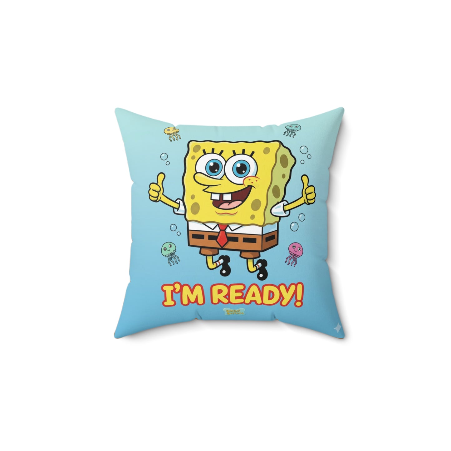 SpongeBob Square Pillow - "I'm Ready!" Fun Decorative Cushion