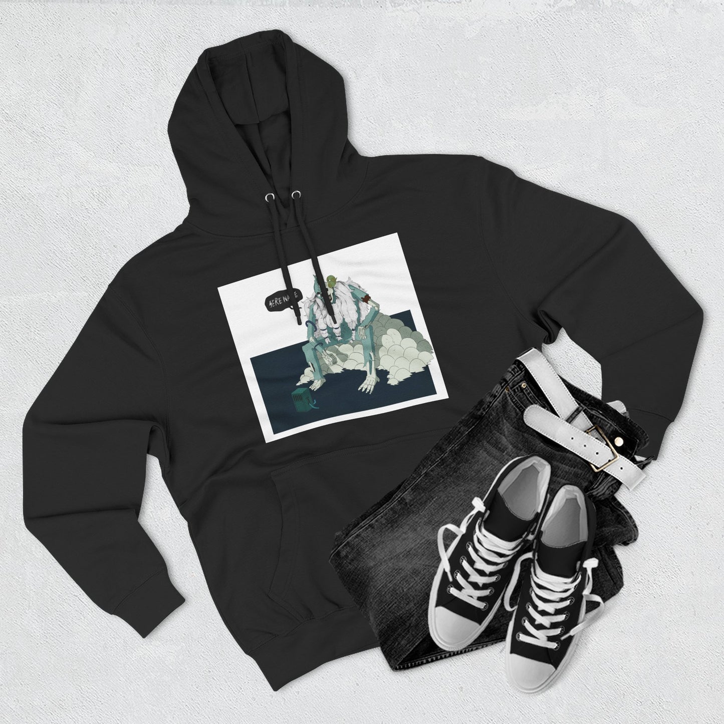 Artistic Fleece Hoodie with 'Homase' Design - Cozy Casual Wear