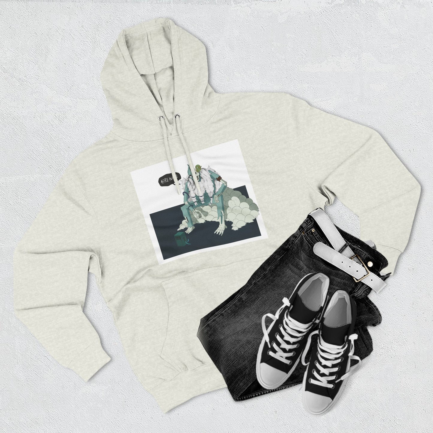 Artistic Fleece Hoodie with 'Homase' Design - Cozy Casual Wear