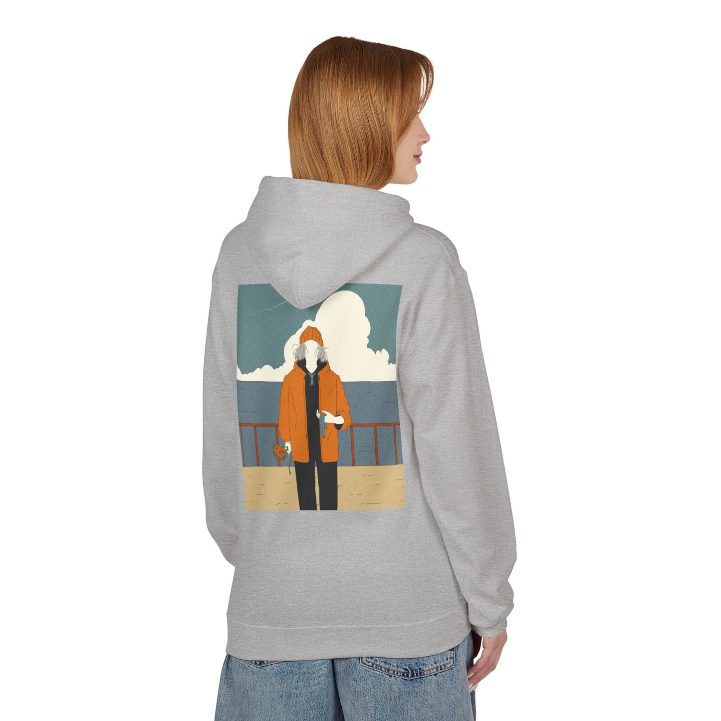 Cozy Unisex Fleece Hoodie with Nature Wreath Design