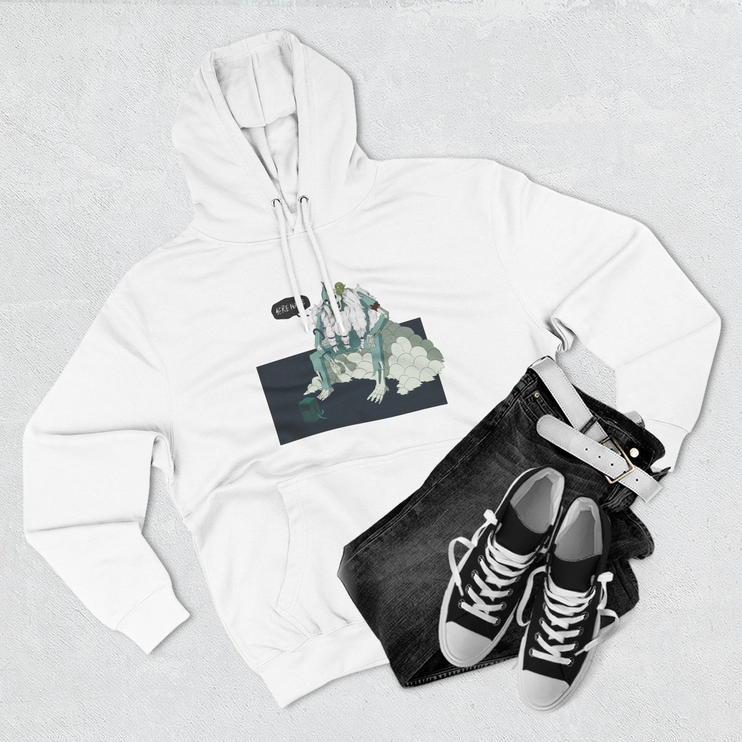 Artistic Fleece Hoodie with 'Homase' Design - Cozy Casual Wear