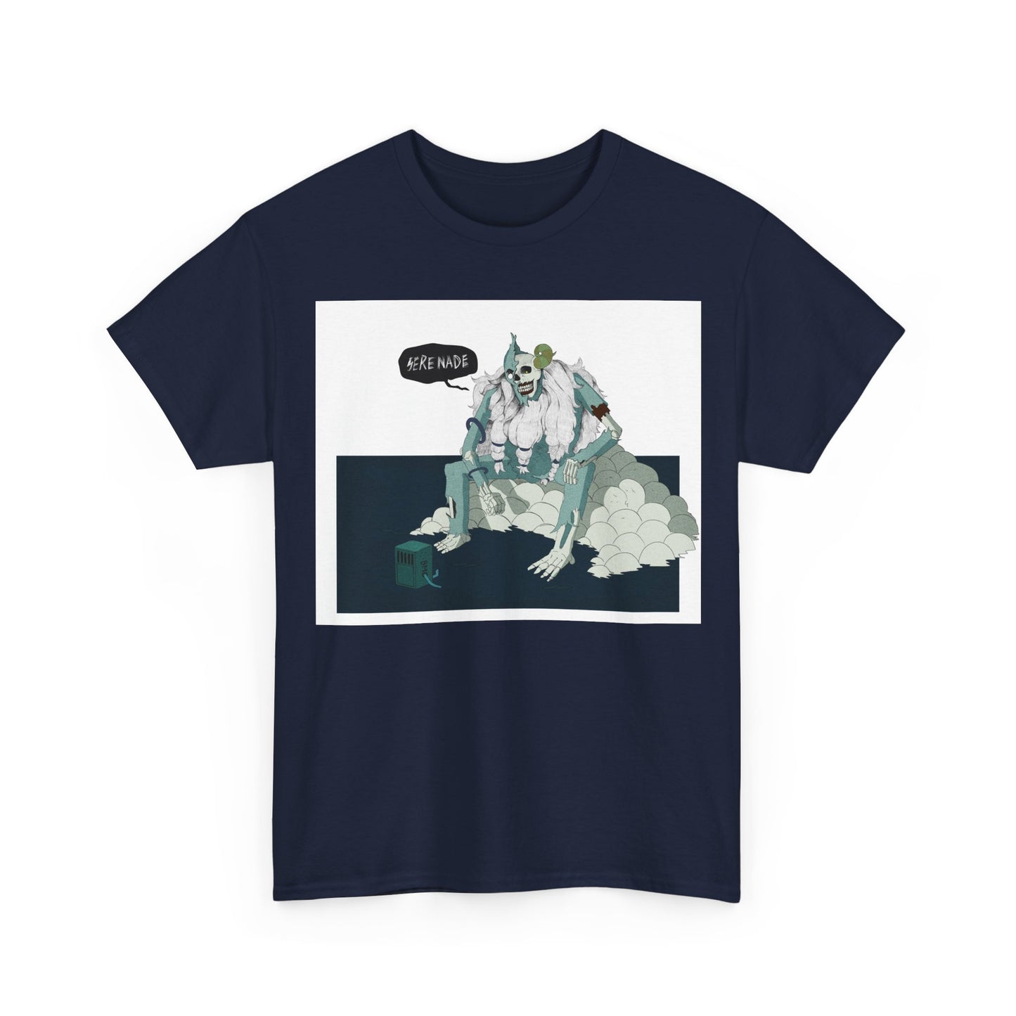 T-Shirt — Surreal Frog Monster Illustration with ‘Why Not?’ Speech Bubble