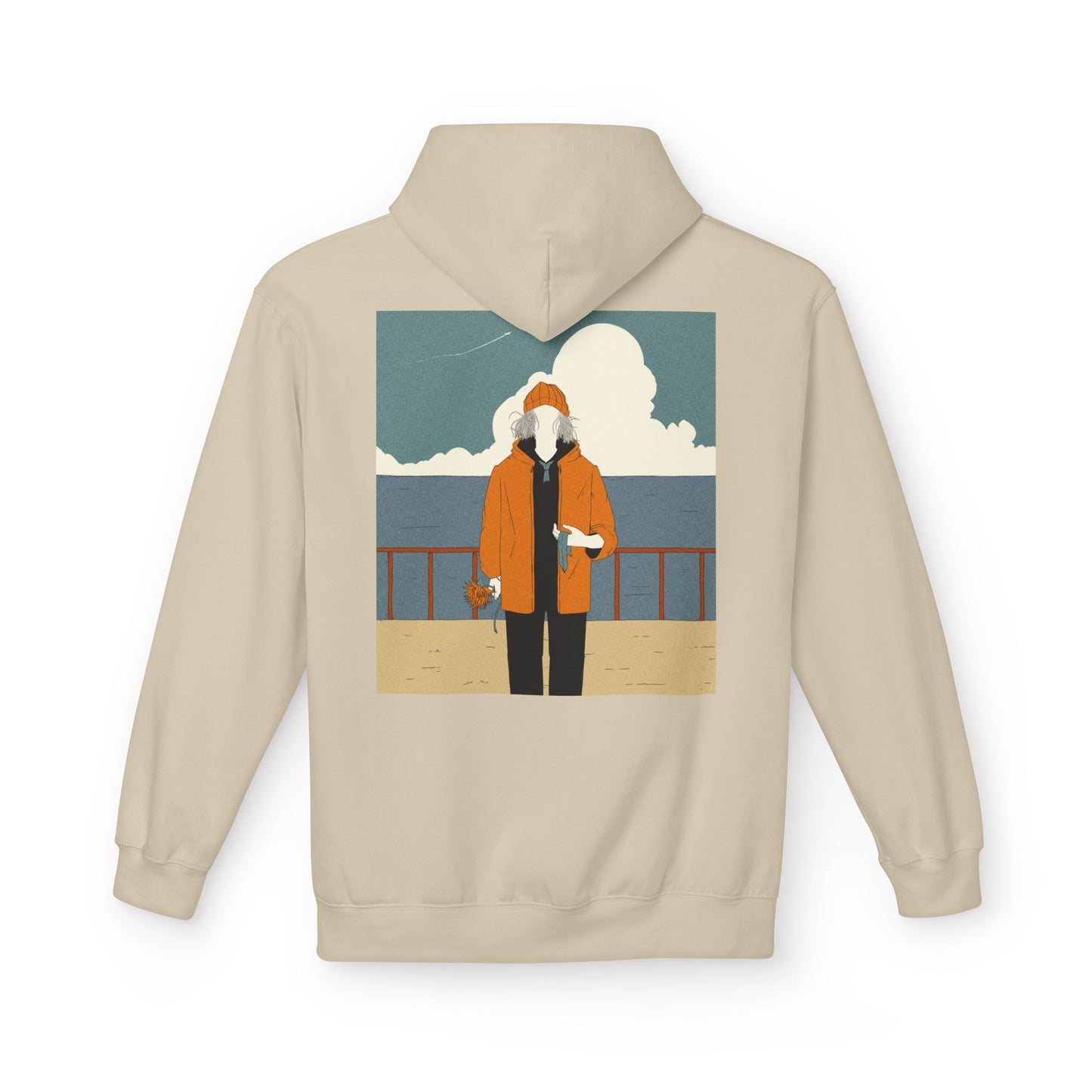 Cozy Unisex Fleece Hoodie with Nature Wreath Design