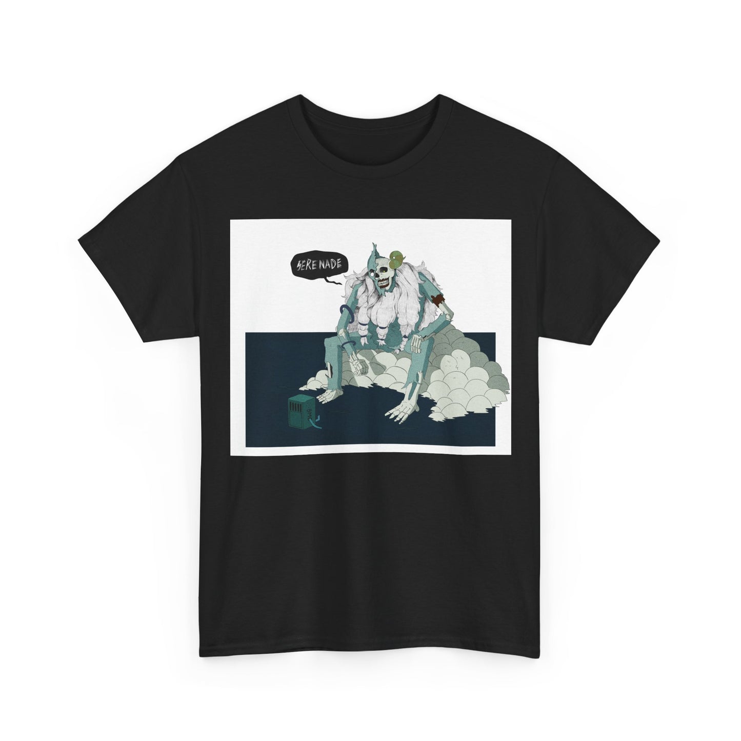 T-Shirt — Surreal Frog Monster Illustration with ‘Why Not?’ Speech Bubble