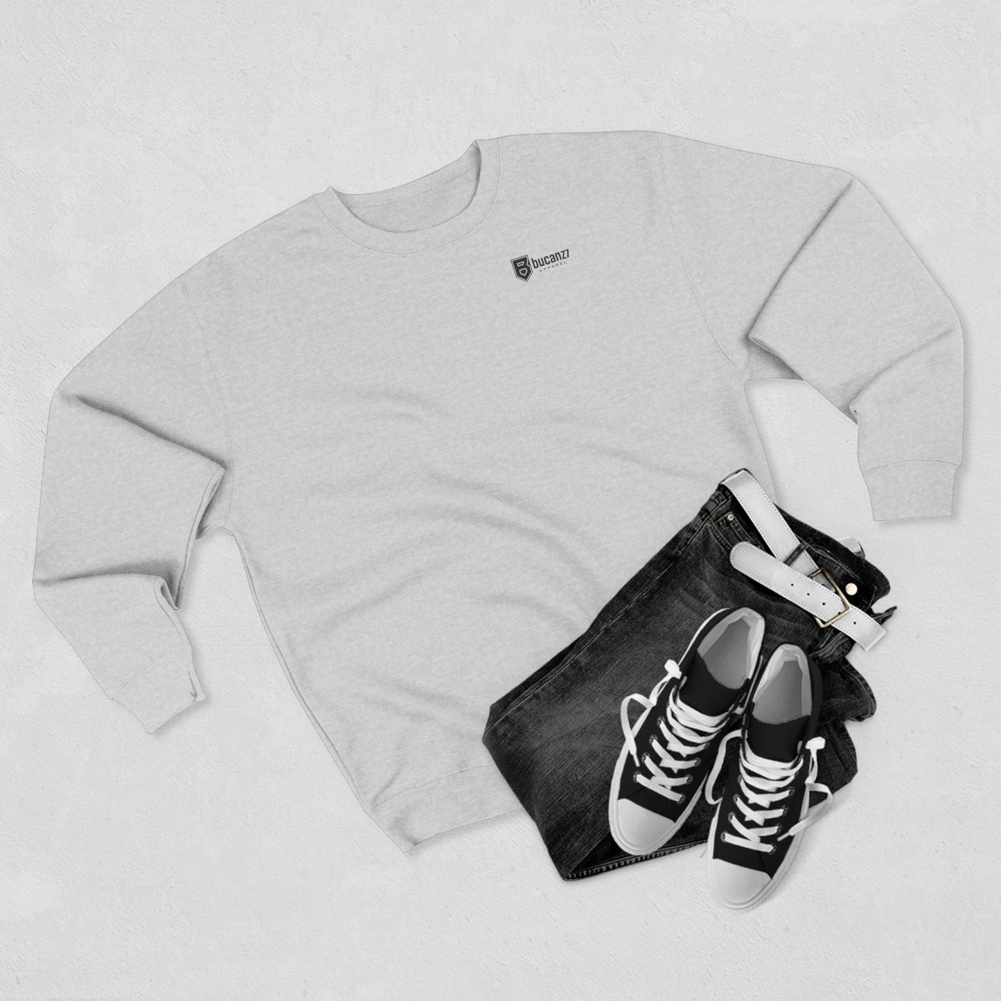 Never Back Down Crewneck Sweatshirt — Lion Emblem Motivational Pullover
