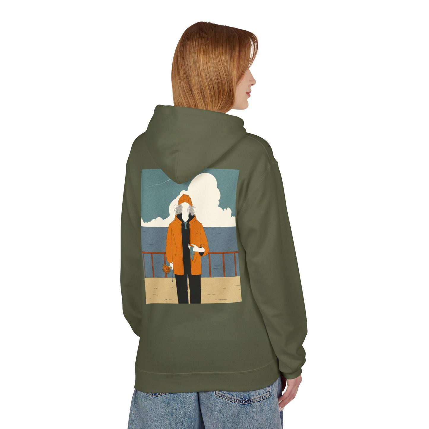 Cozy Unisex Fleece Hoodie with Nature Wreath Design