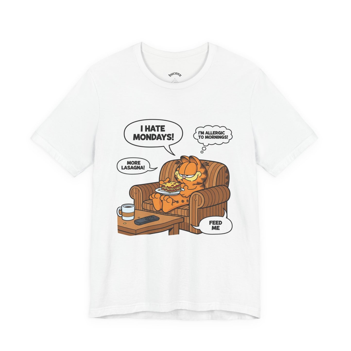 Garfield-Inspired Unisex Tee: I Hate Mondays, Perfect Gift for Cat Lovers, Fun Casual Wear, Humor Tee, Lazy Sunday Shirt, Gift for Him/Her