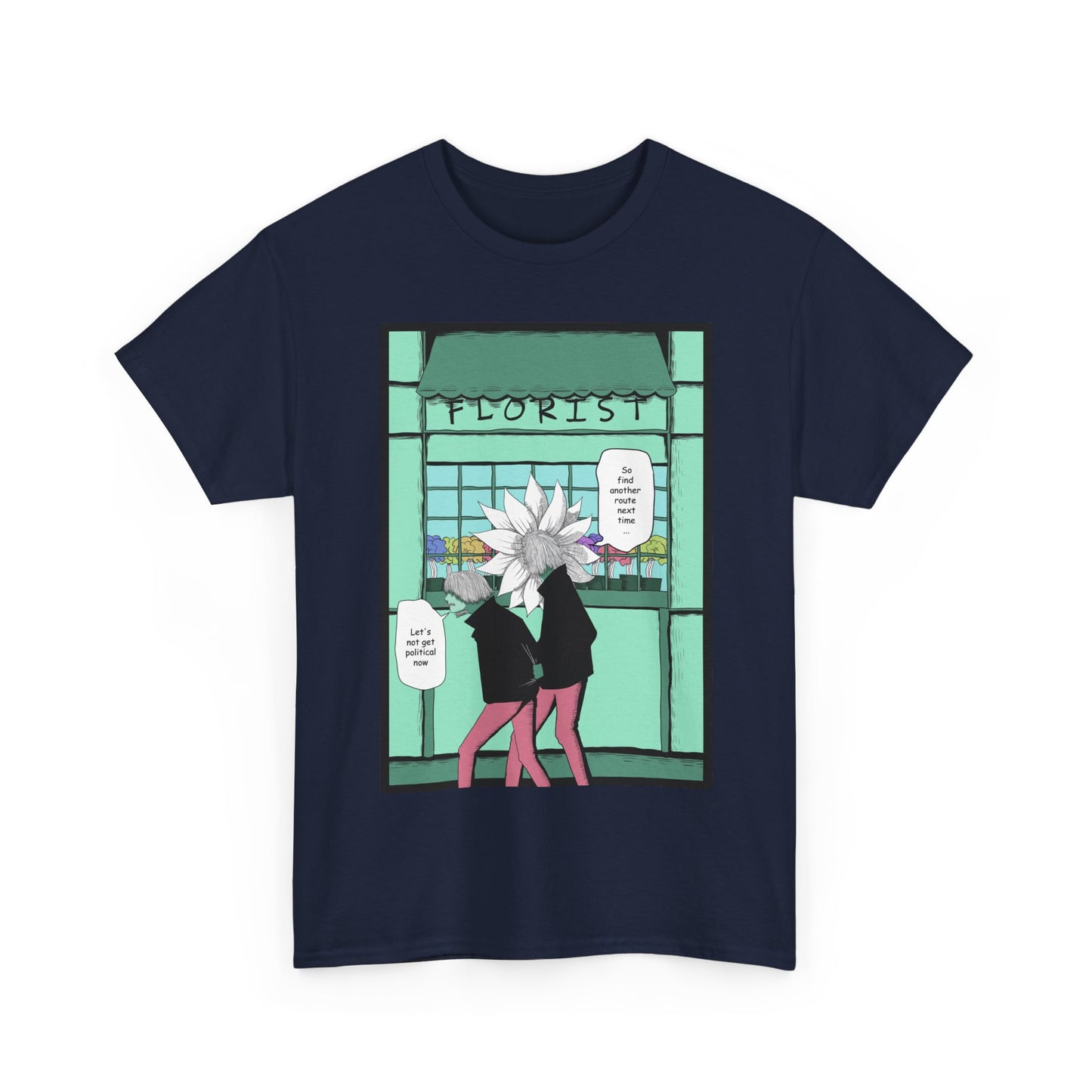 Floral Heads Comic Tee – 'Florist' Graphic T-Shirt