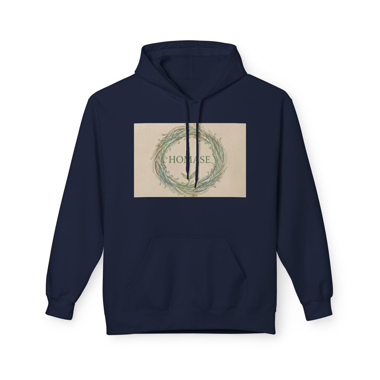 Cozy Unisex Fleece Hoodie with Nature Wreath Design