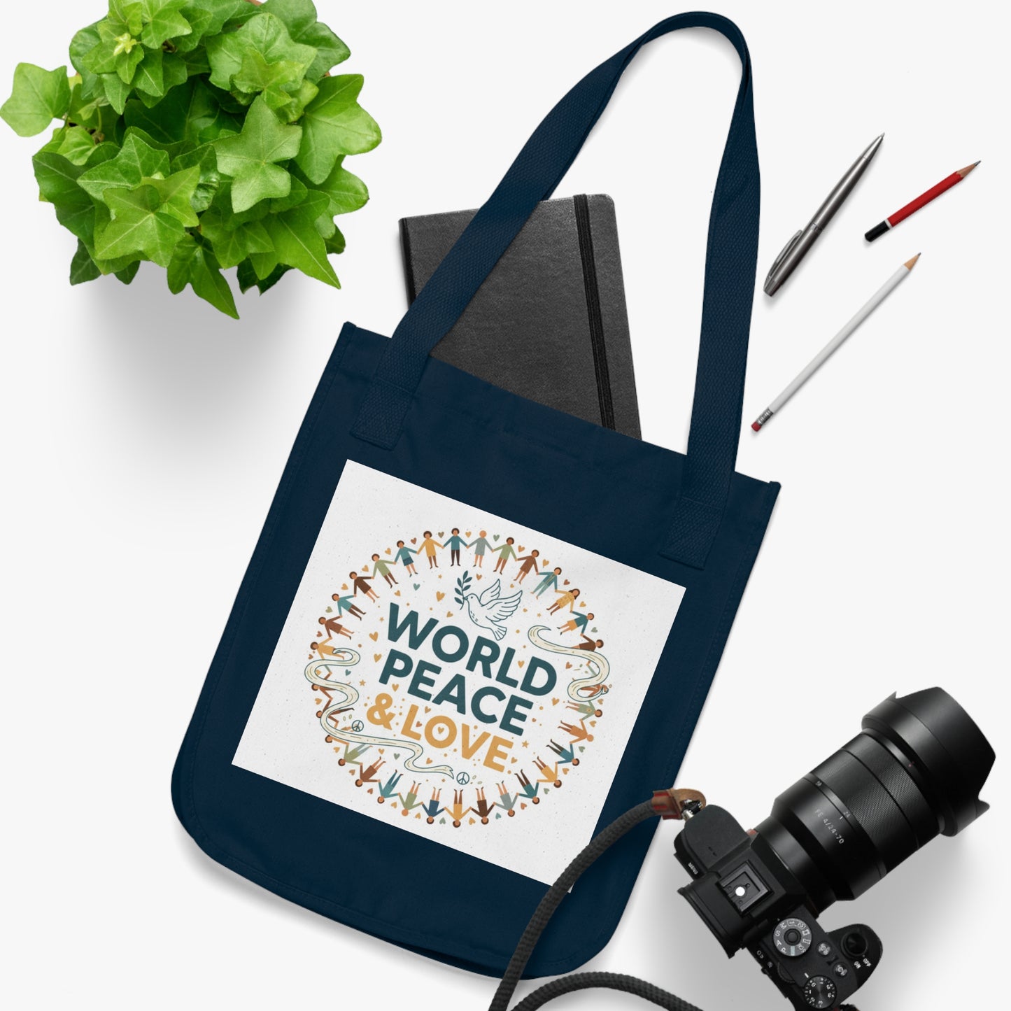 World Peace & Love Organic Canvas Tote Bag