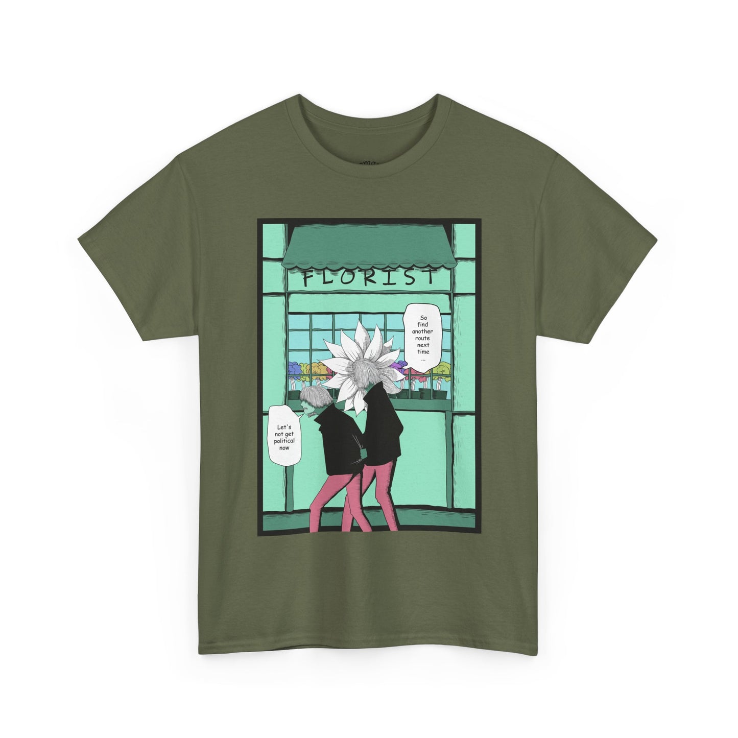 Floral Heads Comic Tee – 'Florist' Graphic T-Shirt