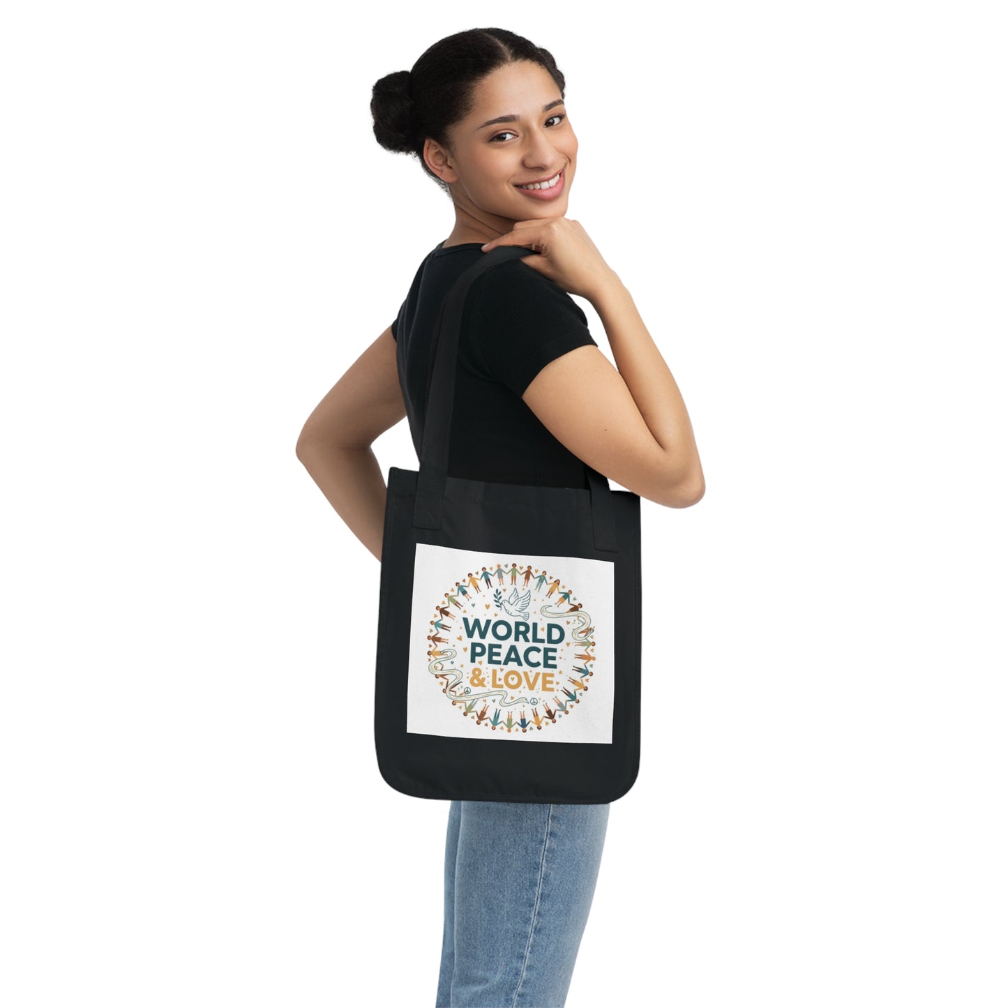 World Peace & Love Organic Canvas Tote Bag