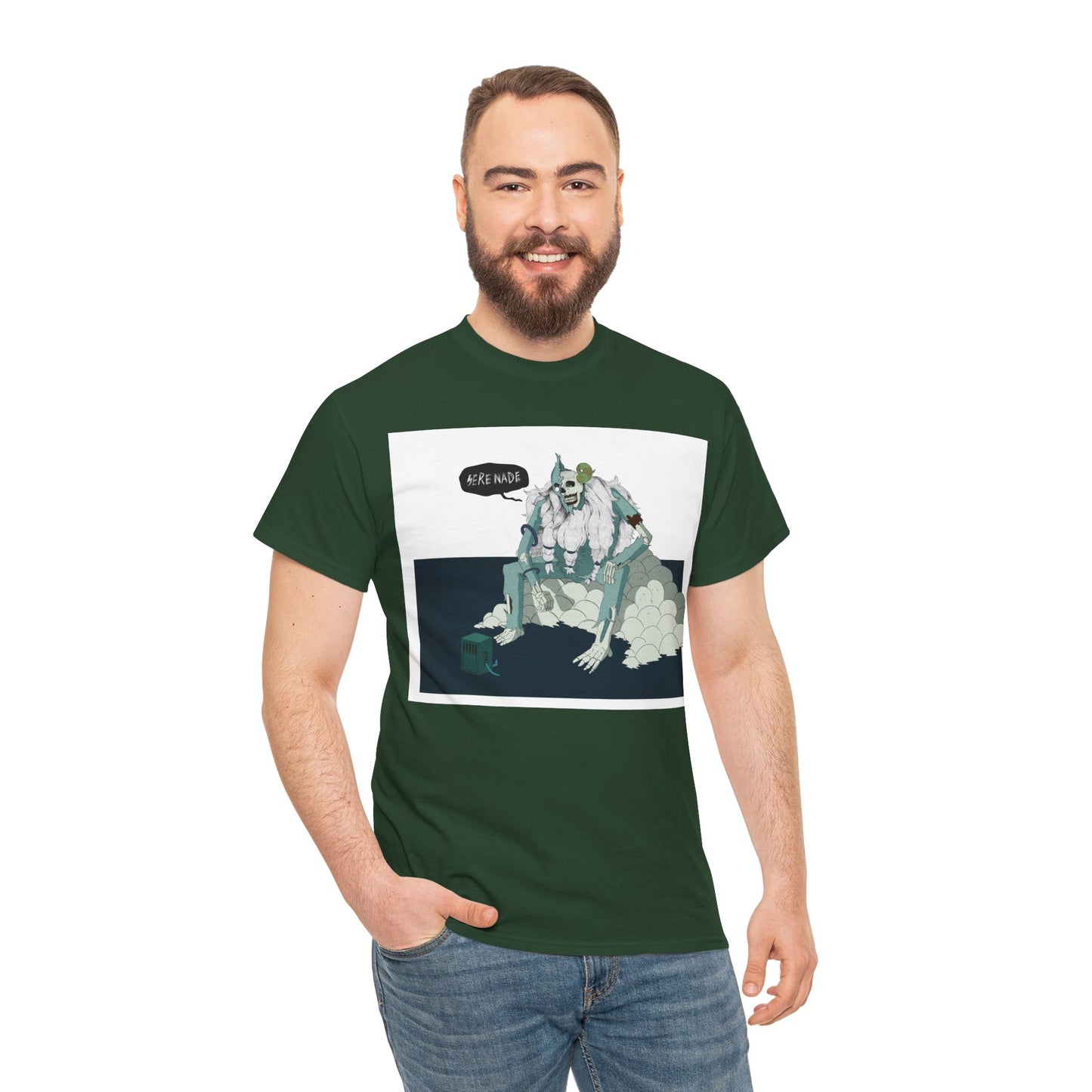 T-Shirt — Surreal Frog Monster Illustration with ‘Why Not?’ Speech Bubble
