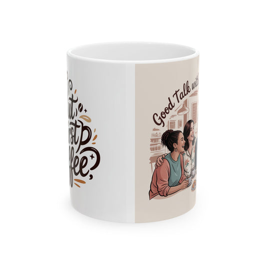 Friends & Coffee Ceramic Mug - Perfect for Conversations
