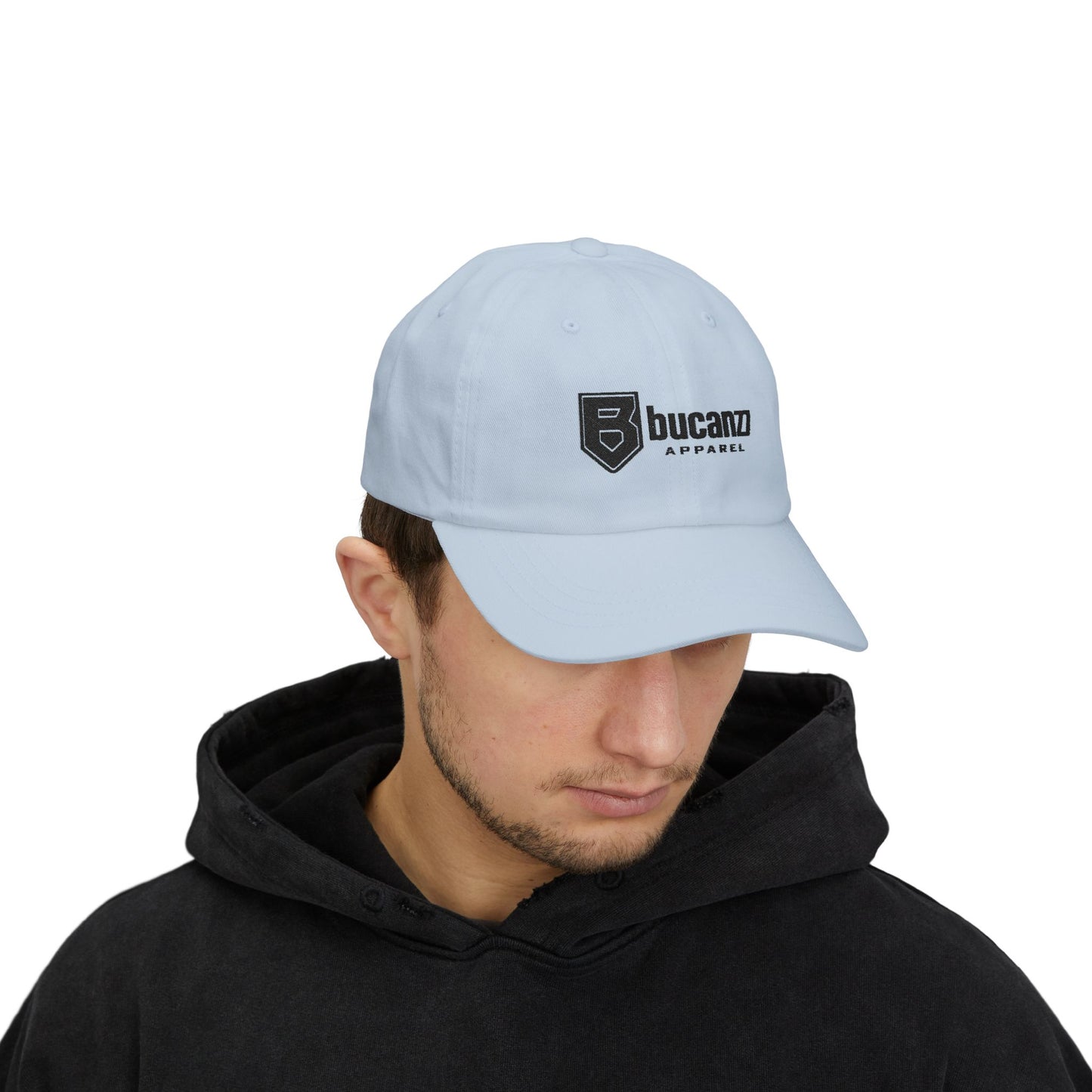 Bucanzz Embroidered Classic Dad Cap – White Adjustable Logo Hat