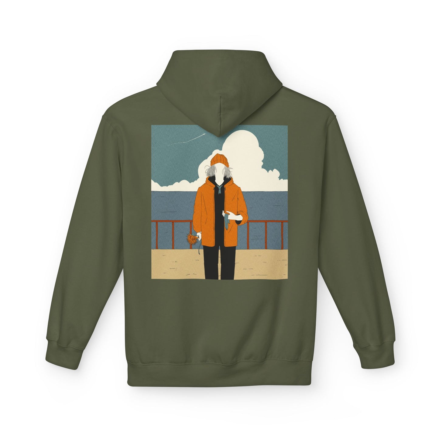 Cozy Unisex Fleece Hoodie with Nature Wreath Design