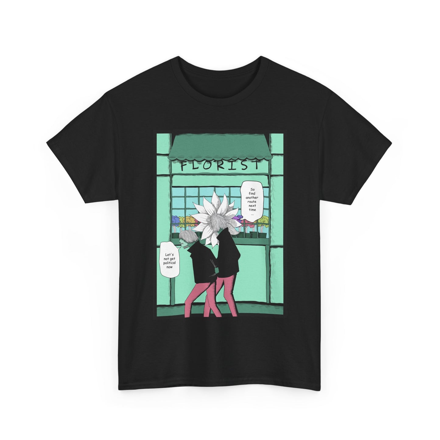 Floral Heads Comic Tee – 'Florist' Graphic T-Shirt