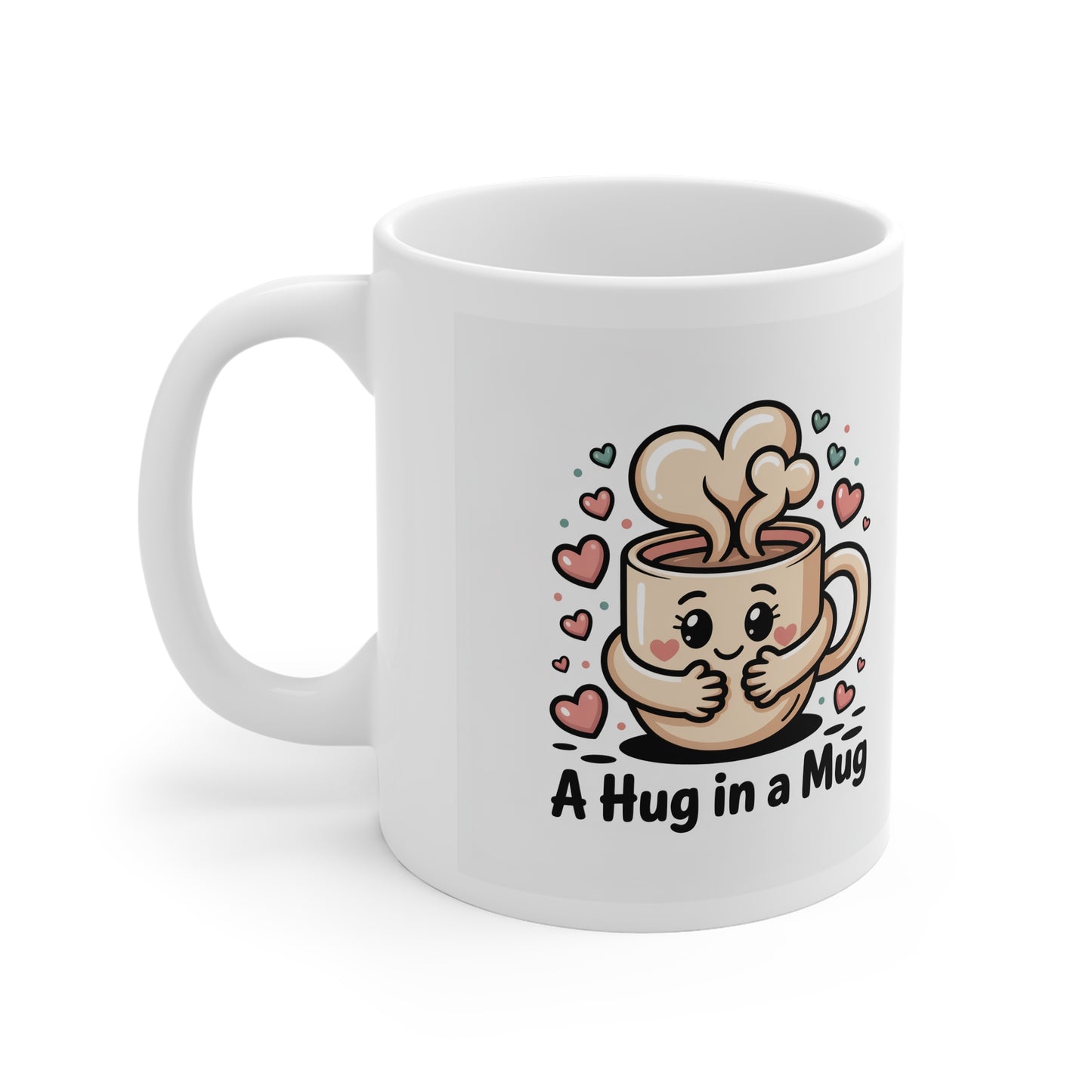 Personalized Name Mug — 'Mylene' Floral Monogram & 'A Hug in a Mug' Cute Coffee Cup