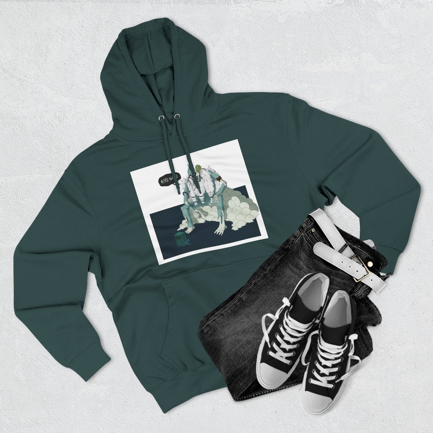 Artistic Fleece Hoodie with 'Homase' Design - Cozy Casual Wear