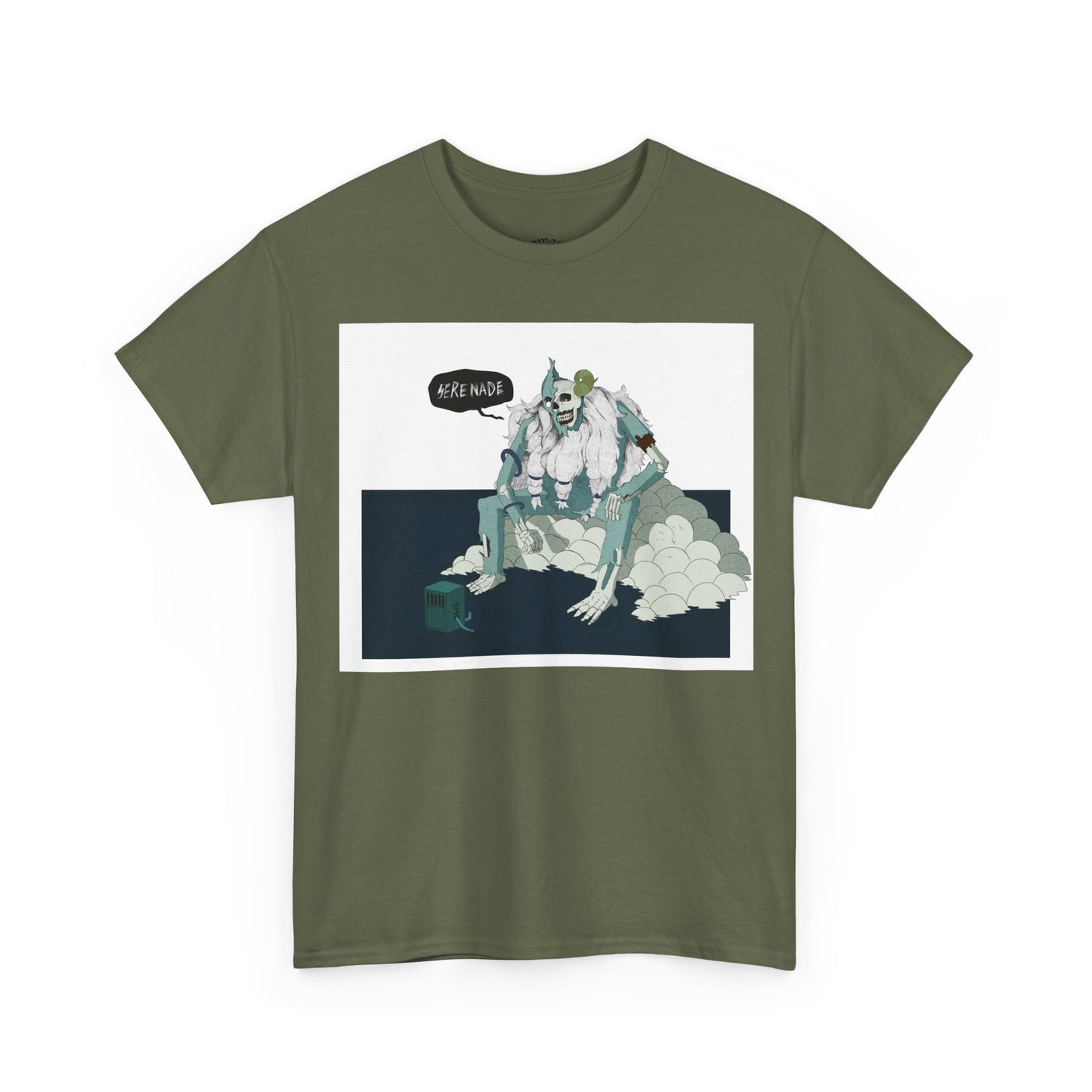 T-Shirt — Surreal Frog Monster Illustration with ‘Why Not?’ Speech Bubble