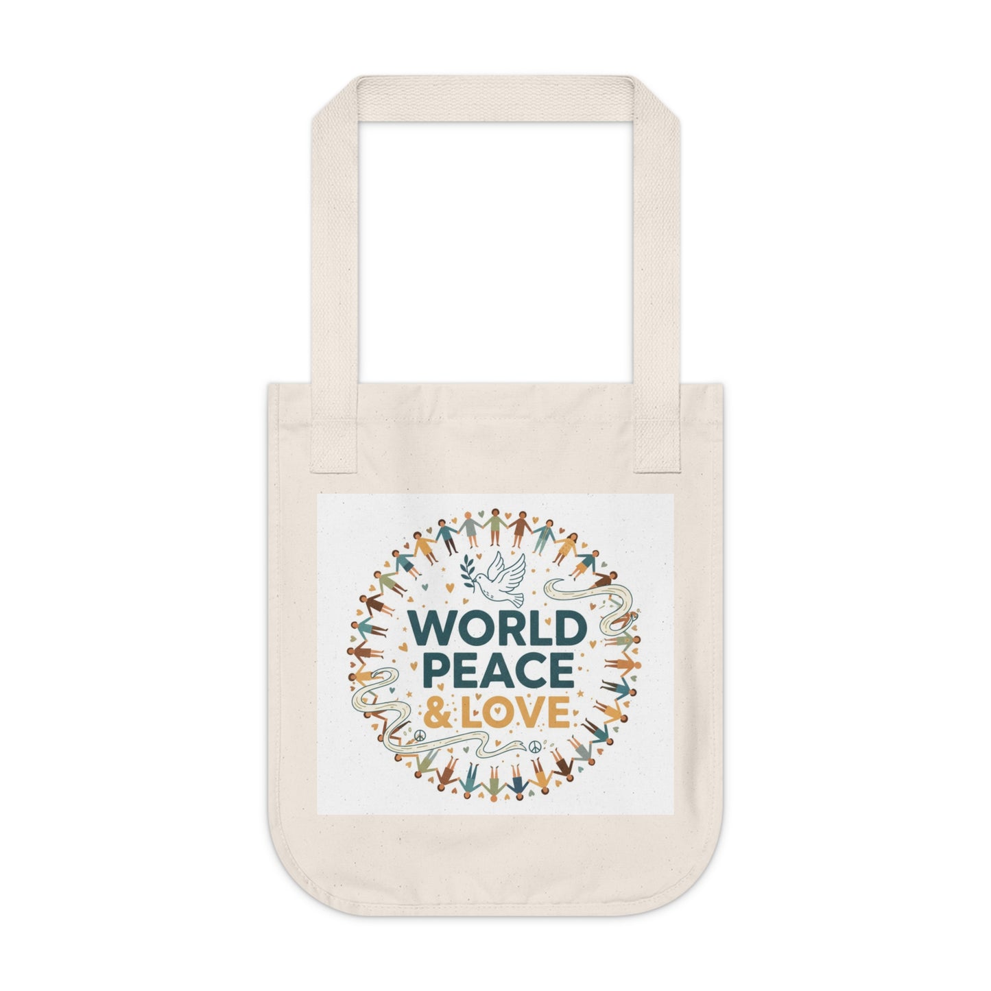 World Peace & Love Organic Canvas Tote Bag